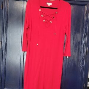Calvin Klein Red Long Sleeve Dress